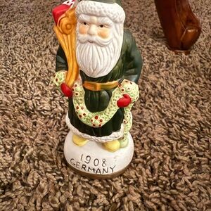 Vintage Green Santa Figurine with Wreath